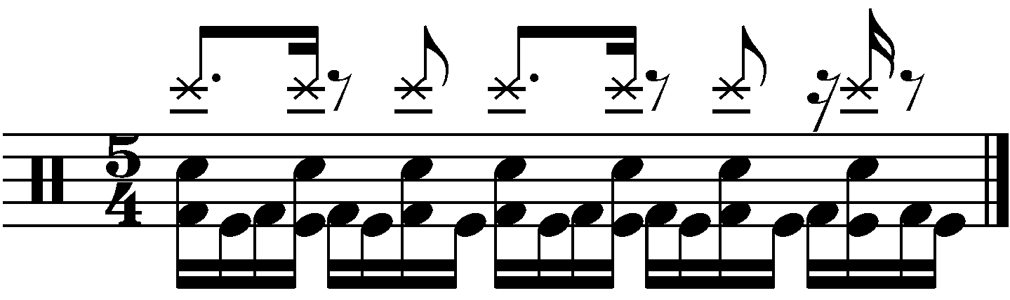 The full groove with right hand following left.