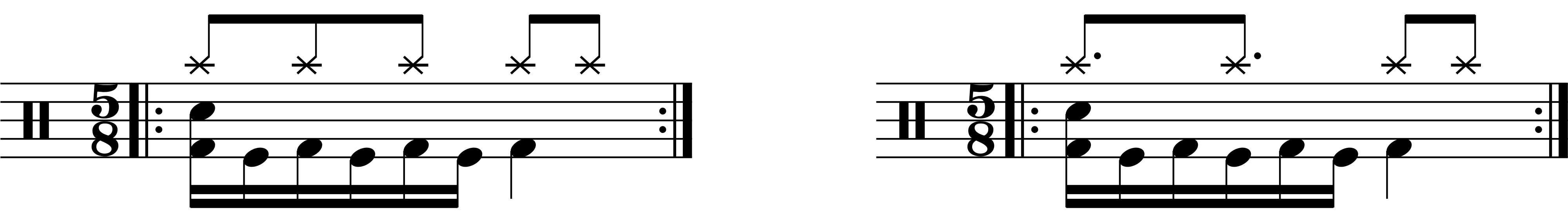 A 5/8 groove construction concept using sixteenth note kicks.