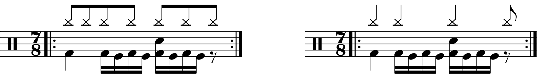 Four double kick sixteenths in 5/8.