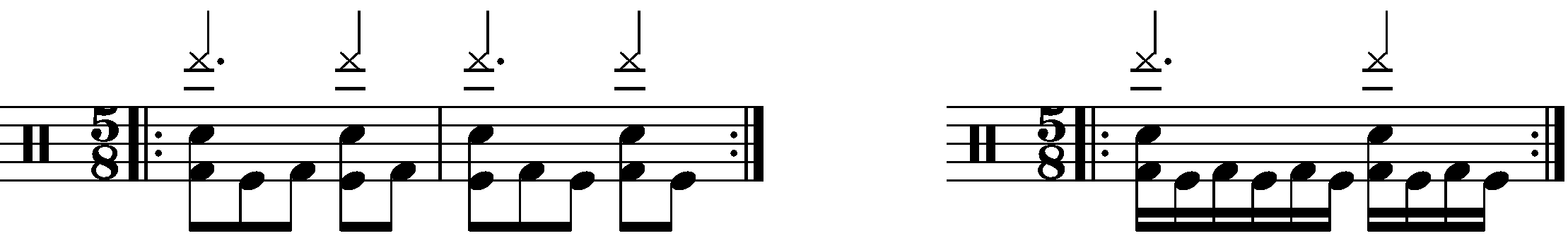 Constant note values in double kick.