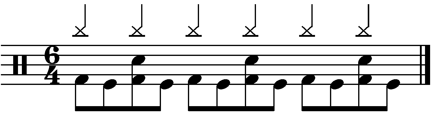 Constant note values in double kick.