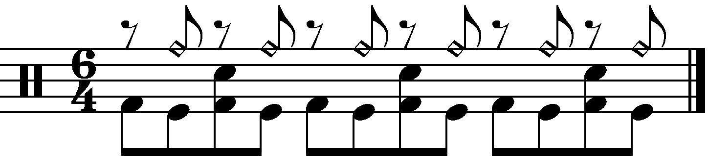 Constant note values in double kick.