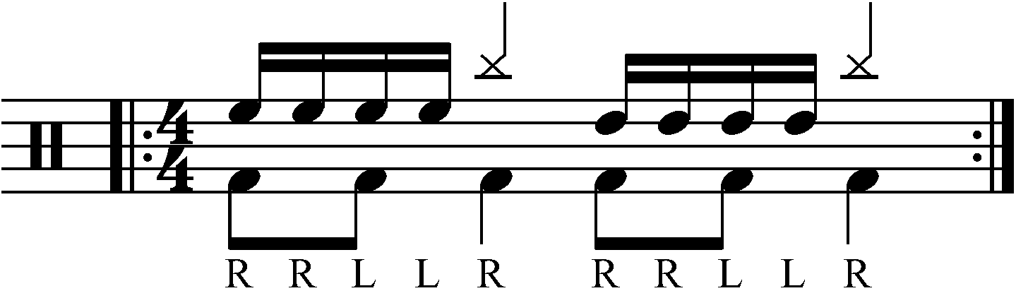 5 stroke roll quarter note cymbals