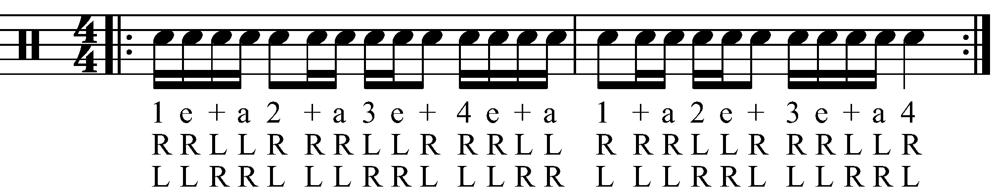 An abbreviated 5 stroke roll in standard sticking.