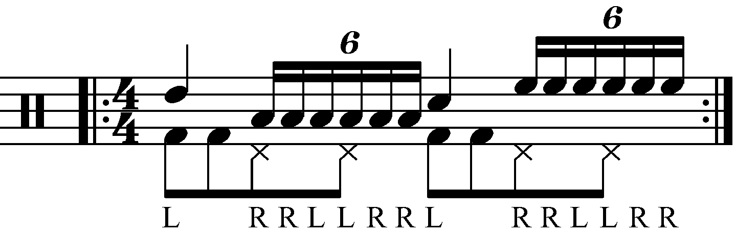 7 stroke roll moving in quarter notes