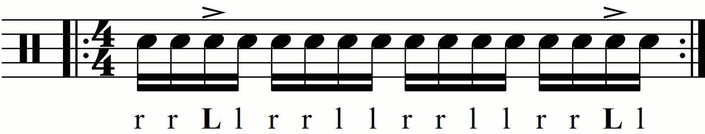 Accenting + counts in a double stroke roll.