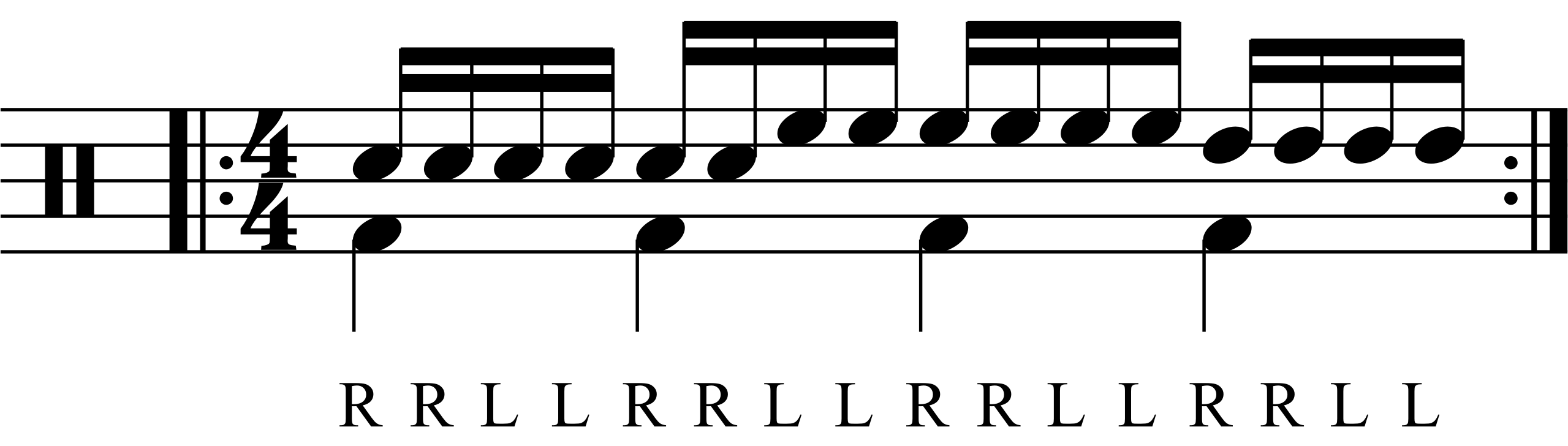 Double stroke roll played as groups of six