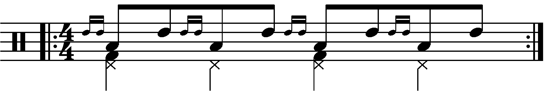 Drag tap with each hand playing a different drum