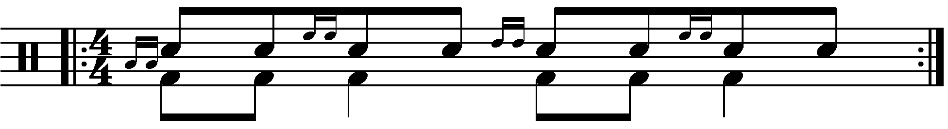 Drag tap with moving grace notes