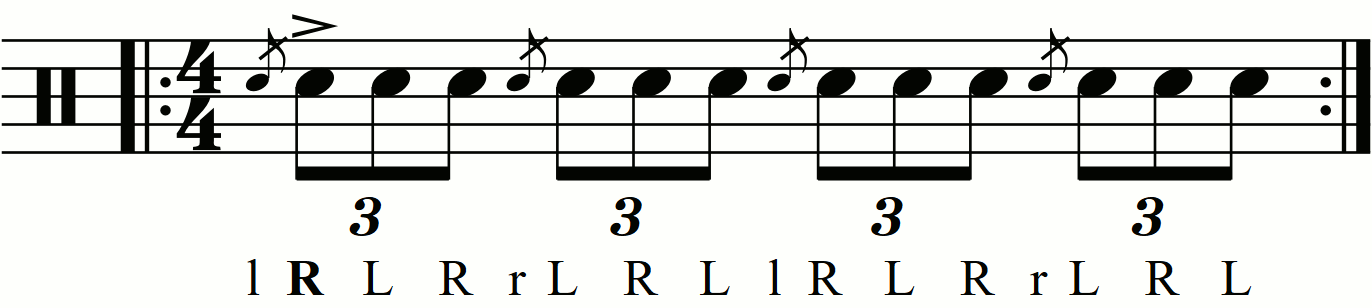 Flam Accent with quarter note accents