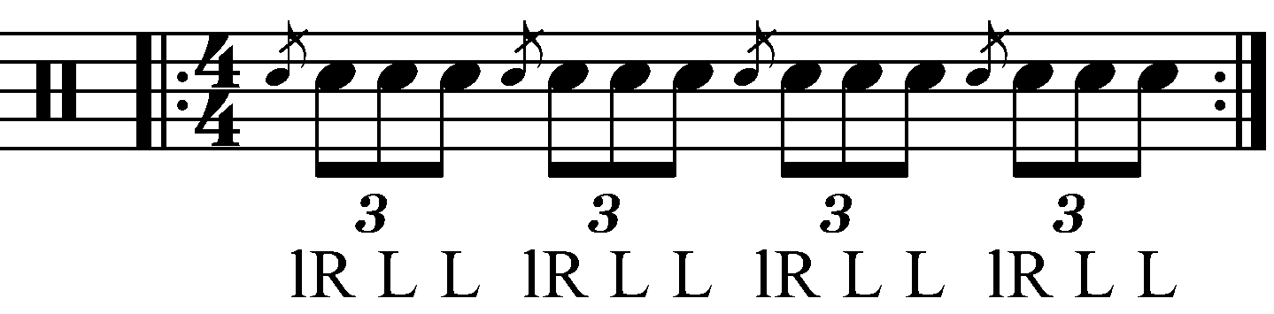 A Flam Accent using standard triplet sticking.