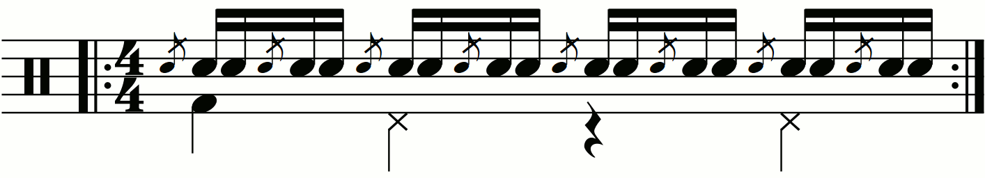 Flam tap with groove style feet