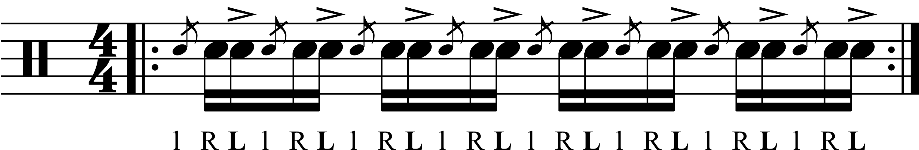 A free rudiment lesson the the Flam Tap is accented with left hands
