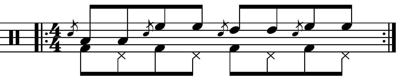 Flam tap with moving standard notes