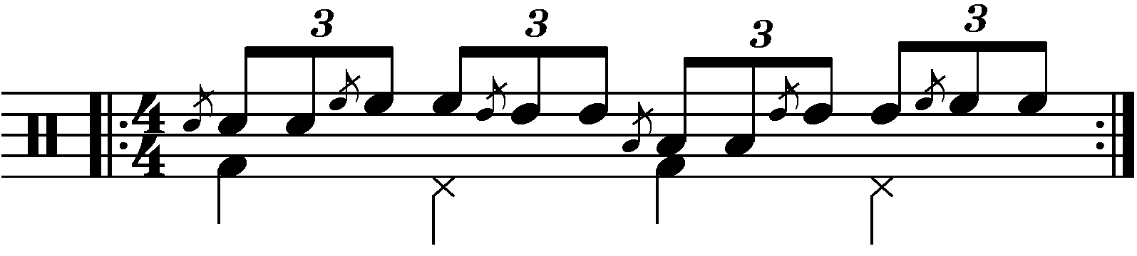 A triplet flam tap moving in two note blocks