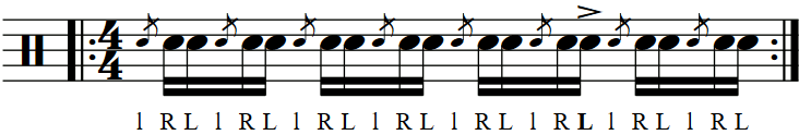 A free rudiment lesson using a Flam Tap with 'a' count accents