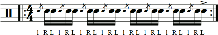 Flam Tap with 'a' count accents. Free rudiment lesson.