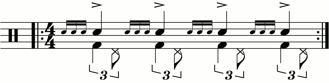 A Four Stroke Ruff with swung eighth note feet