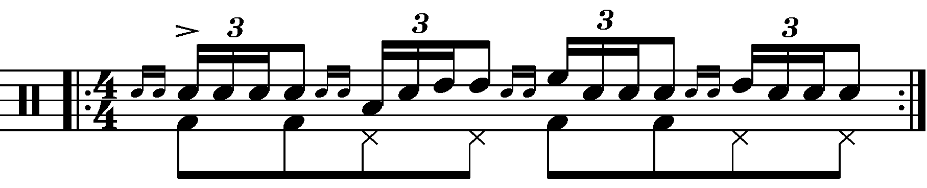 The ratamacue with moving quarter notes