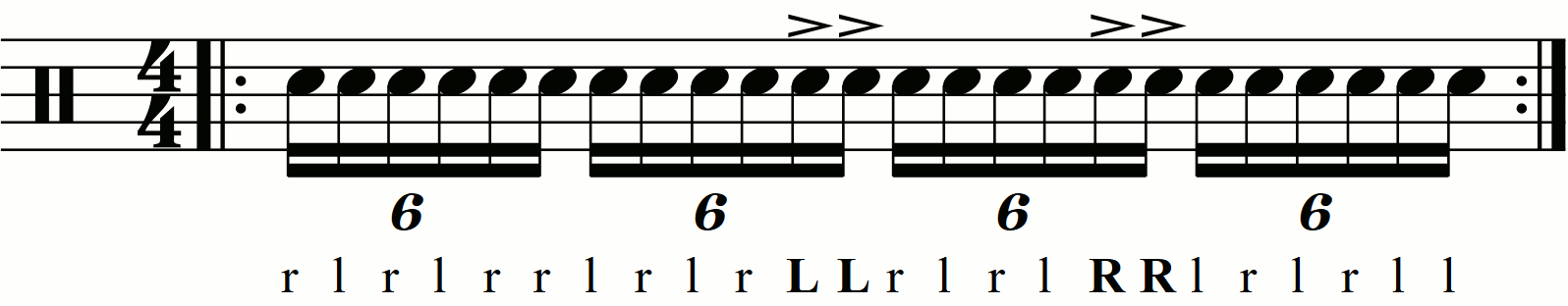 Accenting a double paradiddle