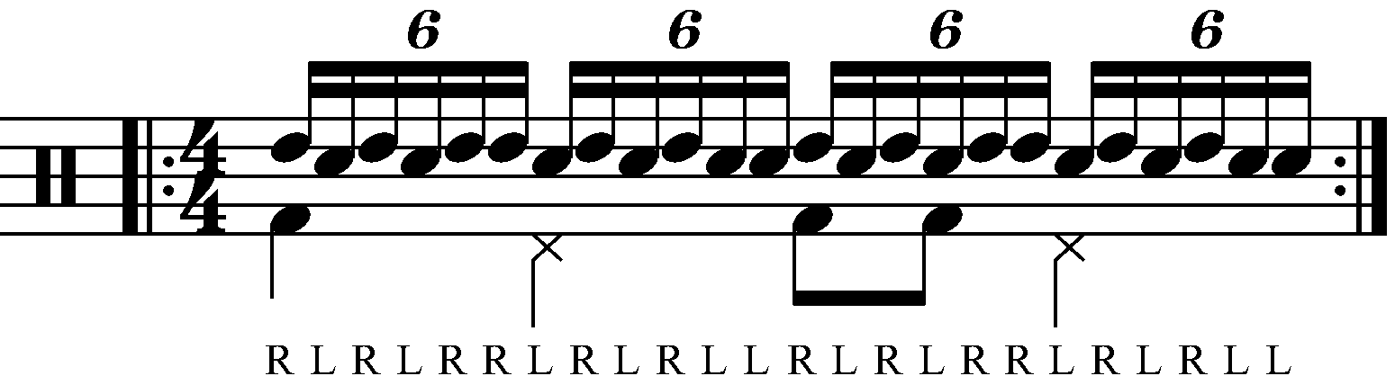 Double Paradiddle with each hand playing a different drum
