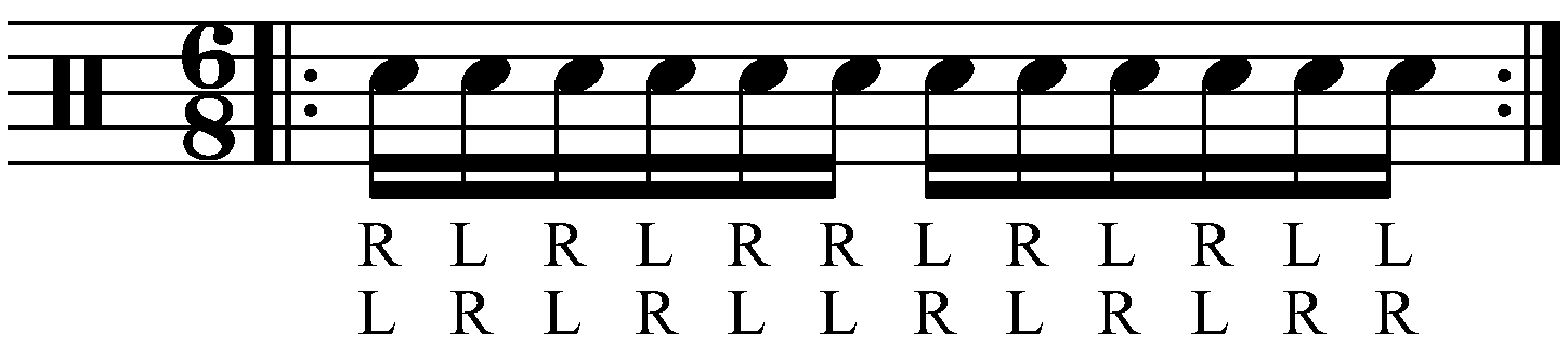 A double paradiddle in 6/8.