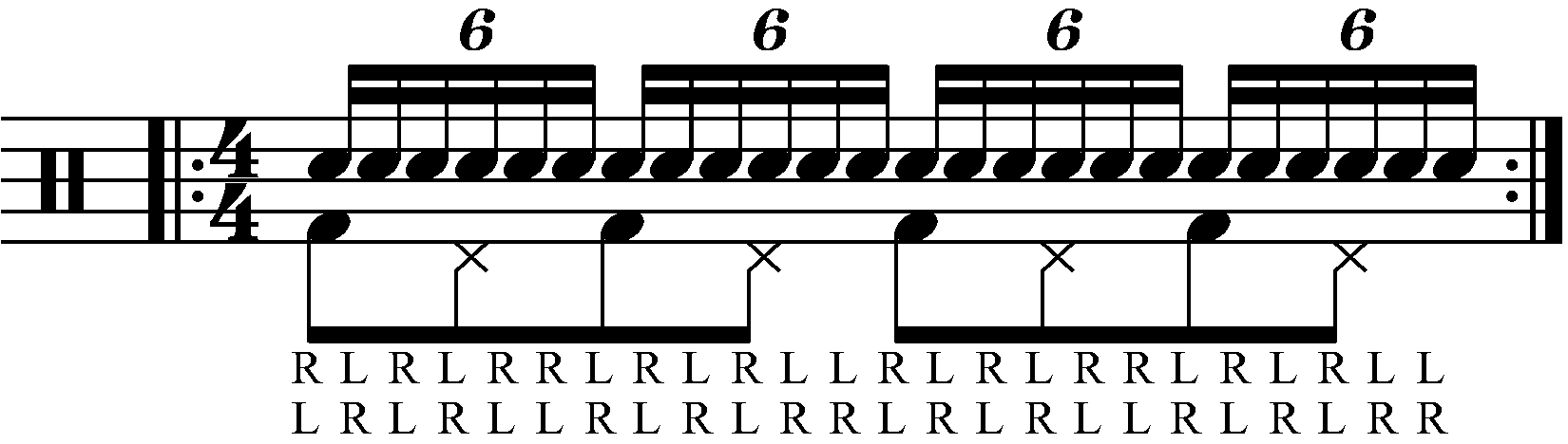 Adding eighth note feet under a double paradiddle