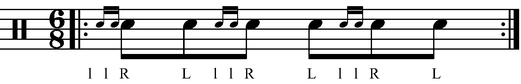 The Dragadiddle as eighth notes