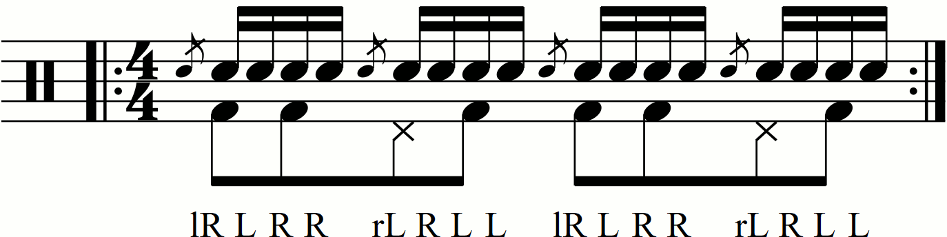 Adding groove style feet under a flamadiddle