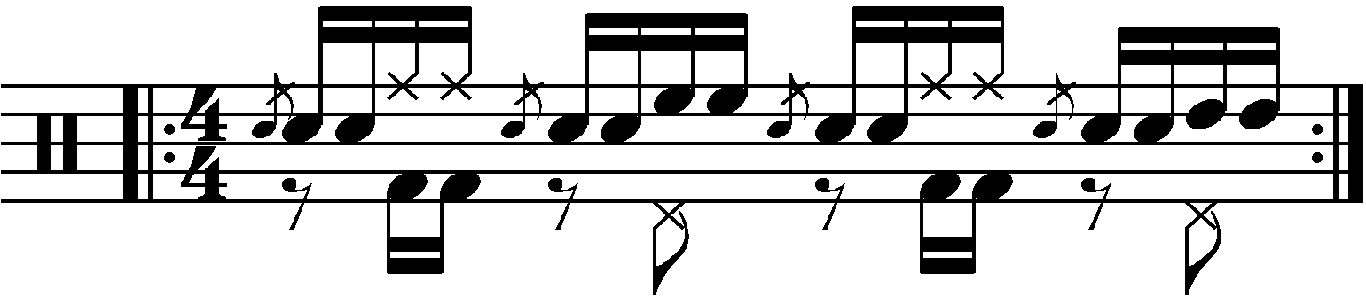 The Flamadiddle with moving double strokes