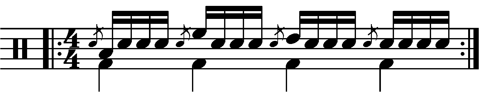 The Flamadiddle with moving quarter notes