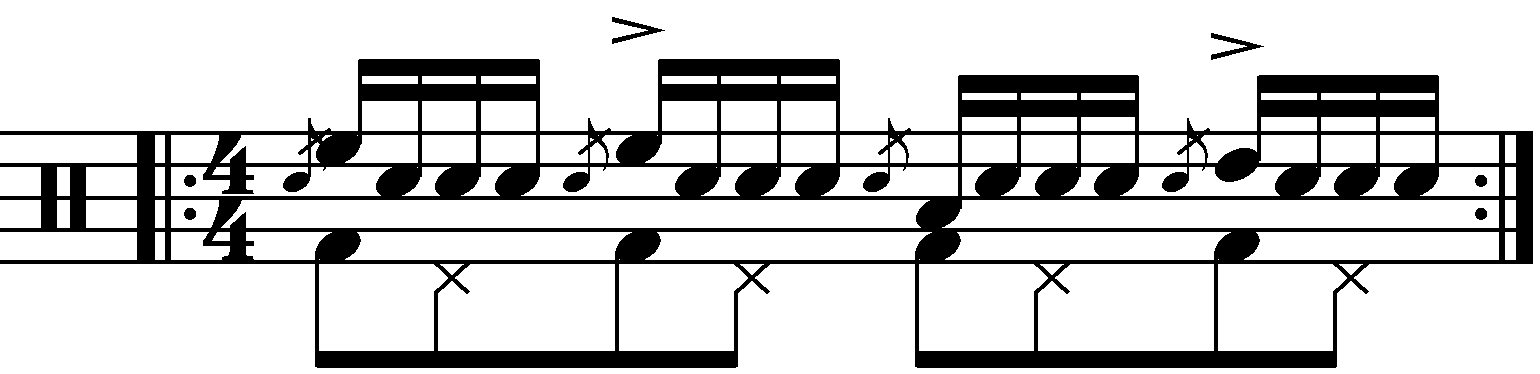 The Flamadiddle with moving quarter notes