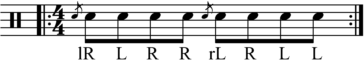 The Flamadiddle as eighth notes