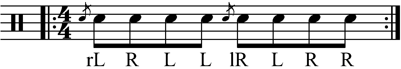 The Flamadiddle as eighth notes