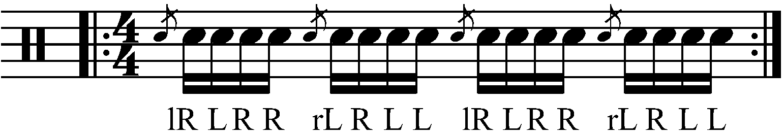 The Flamadiddle as sixteenth notes