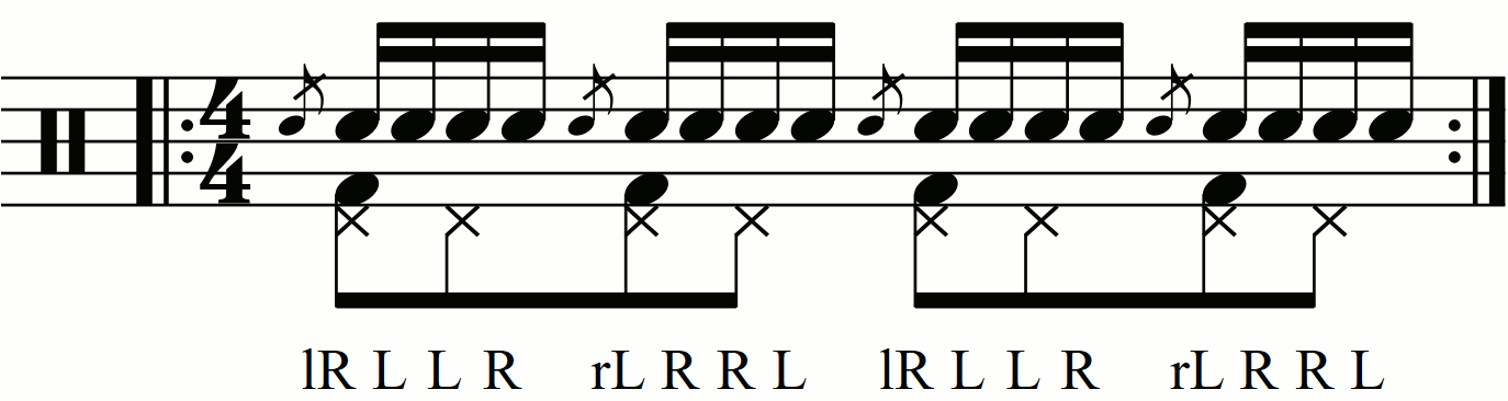 Adding eighth note feet under an inverted flamadiddle