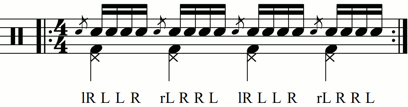 Adding quarter note feet under an inverted  flamadiddle