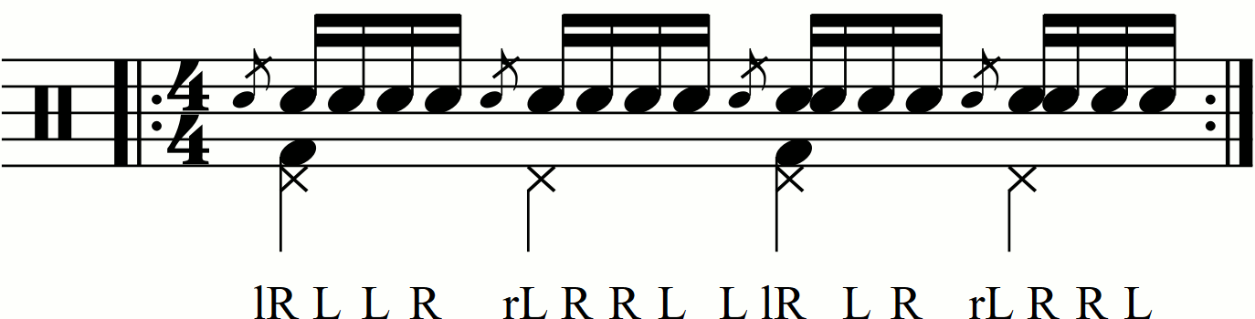Adding quarter note feet under an inverted  flamadiddle