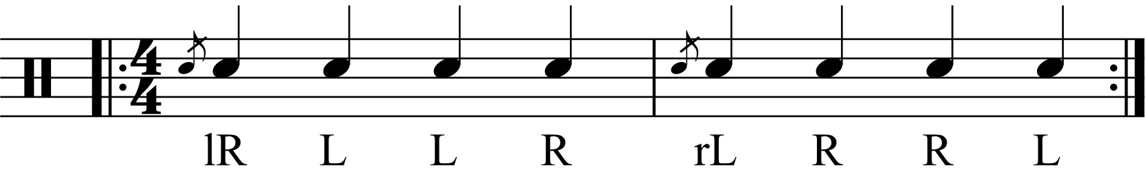 The Inverted Flamadiddle as quarter notes