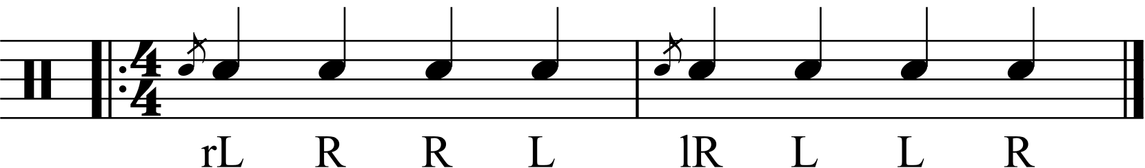 The Inverted Flamadiddle as quarter notes