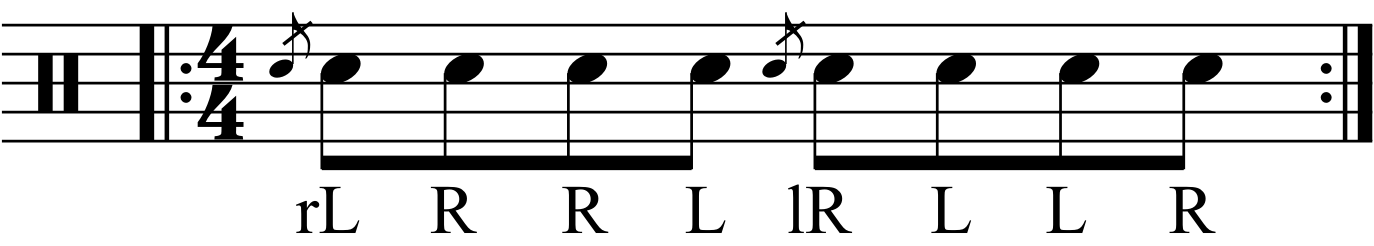 The Inverted Flamadiddle as eighth notes