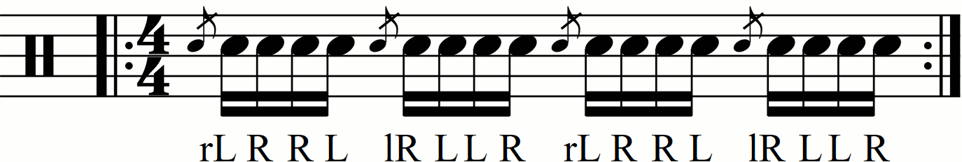 The Inverted Flamadiddle as sixteenth notes