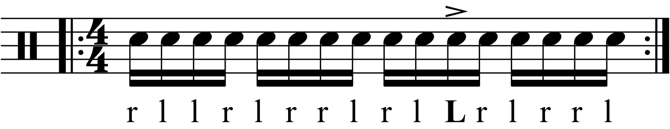 Accenting + counts in an inverted paradiddle