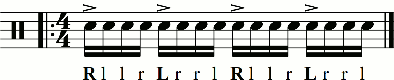 Accenting an inverted paradiddle