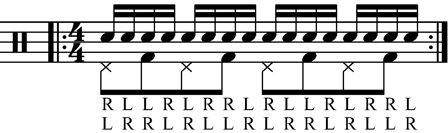 Adding feet under an inverted paradiddle
