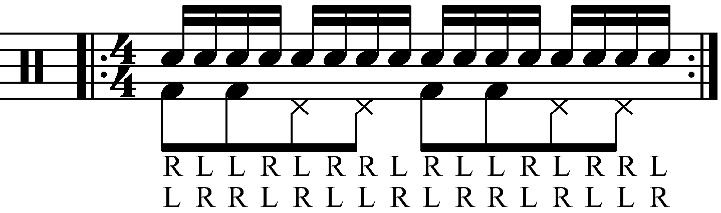 Adding feet under an inverted paradiddle