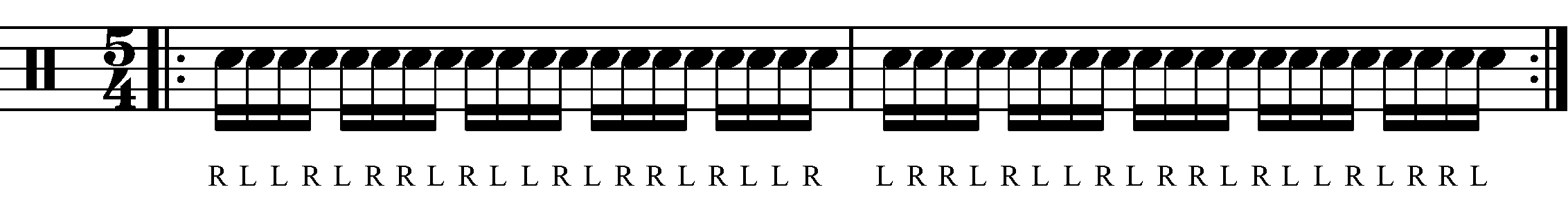 An Inverted Paradiddle in 5/4 with standard sticking