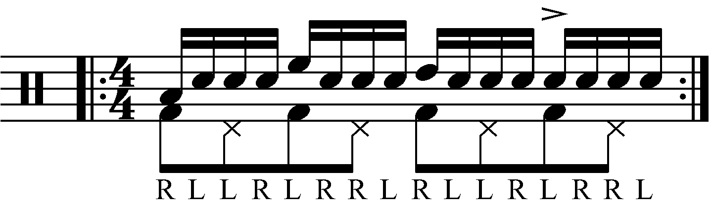 The Inverted Paradiddle with moving quarter notes