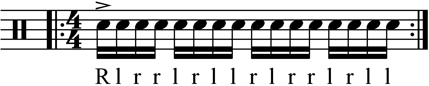 Accenting a paradiddle