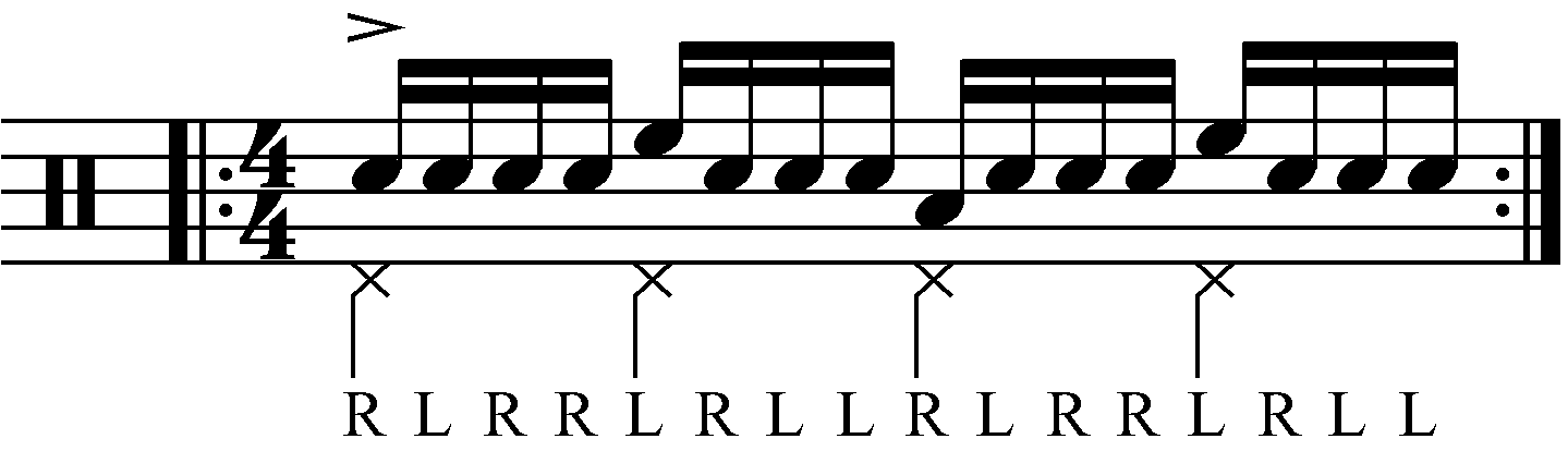 The standard Paradiddle with moving quarter notes